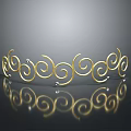 Golden Spiral Plant Ornament With Shiny Reflective Surface And Intricate Design