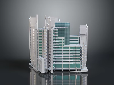 Modern High Rise Architectural Model With Glass Facades White Structures And Multi Storey Design 3d model