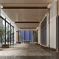 Modern Luxury Reception Lobby Design With Large Floor To Ceiling Windows And Elegant Interior Decoration