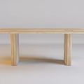 Light Wood Dining Table with Minimalist Design Clean Lines and Two Stable Legs 3d model
