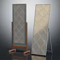 Modern Full Length Mirrors With Diamond Pattern On Wooden And Metal Stands