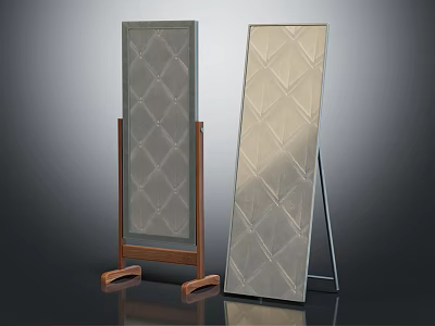 Modern Full Length Mirrors With Diamond Pattern On Wooden And Metal Stands 3d model