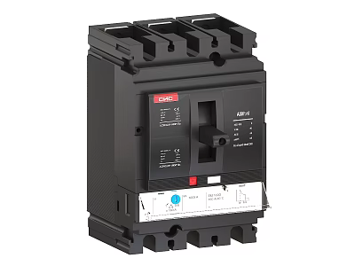 DELIXI Industrial Circuit Breaker With Black Housing Three Pole Safety Protection Electrical Device 3d model