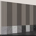Modern Vertical Slatted Wall Paneling With Multi Tone Wooden Design And Marble Base Panels