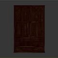 Dark Red Wooden Wardrobe Featuring Double Doors And Bottom Drawers