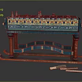 Ancient Egyptian Decorative Table With Colorful Patterns Carvings Blue And Red Legs And Wooden Sticks