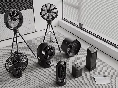 Various Types of Air Conditioner Fans on 3d model