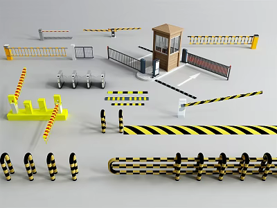 Modern barricade equipment, vehicle block, speed bump, brake barrier 3d model