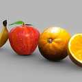 Fresh Colorful Fruits Banana Apple Orange and Sliced Orange Arranged Together