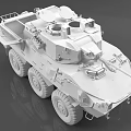 White Wheeled Armored Tank 3D Model With Multiple Wheels Roof Turret And Reflective Surface