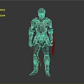 Full Body Medieval Knight Armor With Ornate Metallic Design And Golden Accents