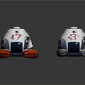 Two Helmet Like Devices Featuring Number 17 And 3 White Red Reflective Design