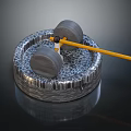 Decorative Garden Ornament With Circular Stone Base Honeycomb Texture And Yellow Long Rod