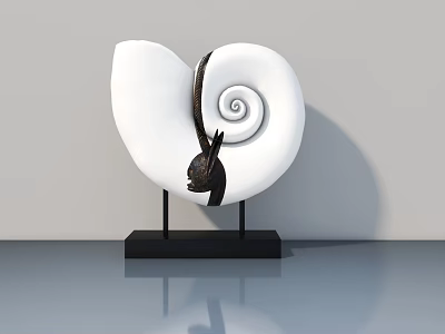 White Swing Door With Spiral Pattern On Black Stand And Gray Surface 3d model