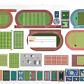 Various Football Field Layouts With Running Tracks And Sports Facilities