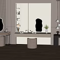 Modern Vanity Table Setup With Oval Mirror Stool And Hanging Lights