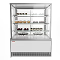 Commercial Cake Display Refrigerator With Glass Shelves And Stainless Steel White Design