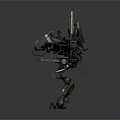 Green Mechanical Mech Game Movie Character With Weapon Cockpit And Legs Design