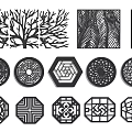 Lattice Window Decorative Patterns With Various Shapes Circular Hexagonal Octagonal And Geometric Tree Feather Designs 3d model