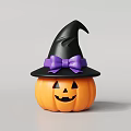 Halloween Interactive Area With Pumpkin Wearing Witch Hat Purple Bow And Smiling Face
