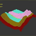 Mountain Landscape Terrain Model Featuring Green Vegetation Orange Land And Winding Path