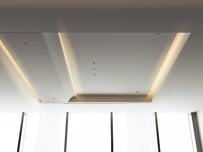 Modern Minimalist Ceiling Design With Recessed Lights And LED Strip Lighting 3d model