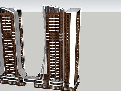 Modern High Rise Residential Towers With Brown And White Exterior And Multiple Windows Design 3d model