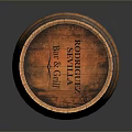 Rustic Wooden Barrel With Metal Hoops And Distressed Wood Texture Standing On Reflective Surface