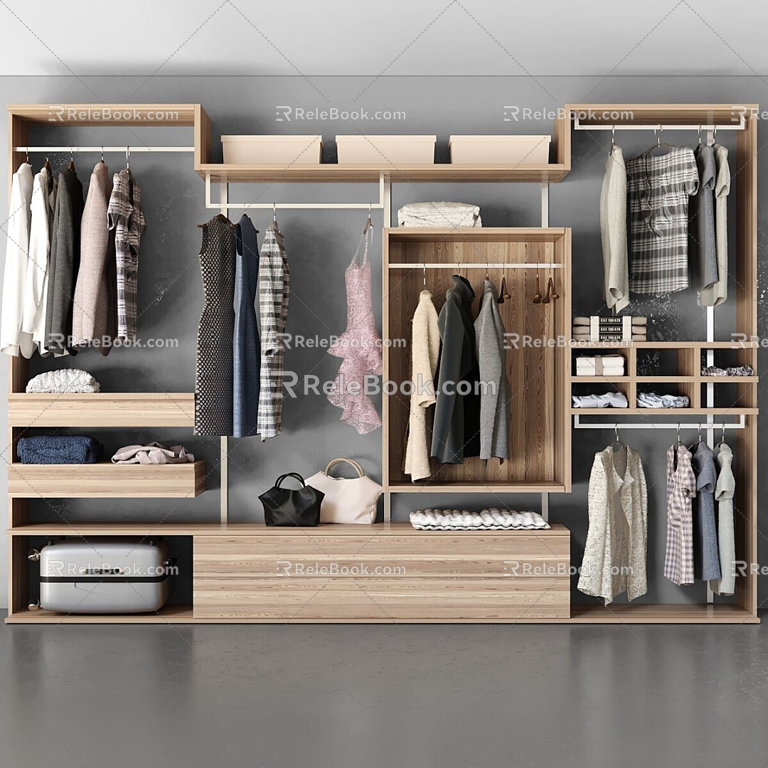 modern other shelf things with wardrobe 3d model