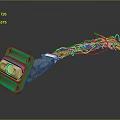 Mobile Digital Component With Green Enclosure Purple Lens And Multicolored Cables