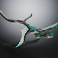 Flying Dragon Like Creature With Green And Black Wings And Scaly Body In Flight