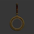 Vintage Magnifying Glass With Golden Frame And Brown Handle