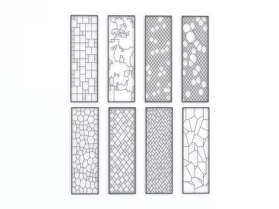 Decorative Room Dividers Featuring Geometric Lattice Stone Texture And Abstract Patterns 3d model