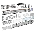 Various Fence Designs With Decorative Railings And Different Pattern Styles 3d model