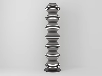 Modern Stacked Ring Floor Lamp With Gray And White Stripes For Interior Decor 3d model