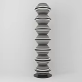 Modern Stacked Ring Floor Lamp With Gray And White Stripes For Interior Decor