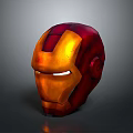 Innovative Weapon Themed Iron Man Helmet 3D Model With Red Orange Glowing Eyes