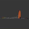 Toy Orange Curved Track Model With Racing Car And Accessories