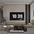 Modern Living Dining Room Interior With Light Gray Sofa Coffee Table And Decorative Painting