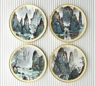 New Chinese Round Frame Painting Decorative Painting 3d model
