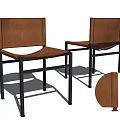 Leisure Chairs In Brown Leather With Black Metal Frame And Modern Design Details