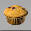 Golden Blueberry Muffin With Purple Spots And Soft Texture On Dark Surface