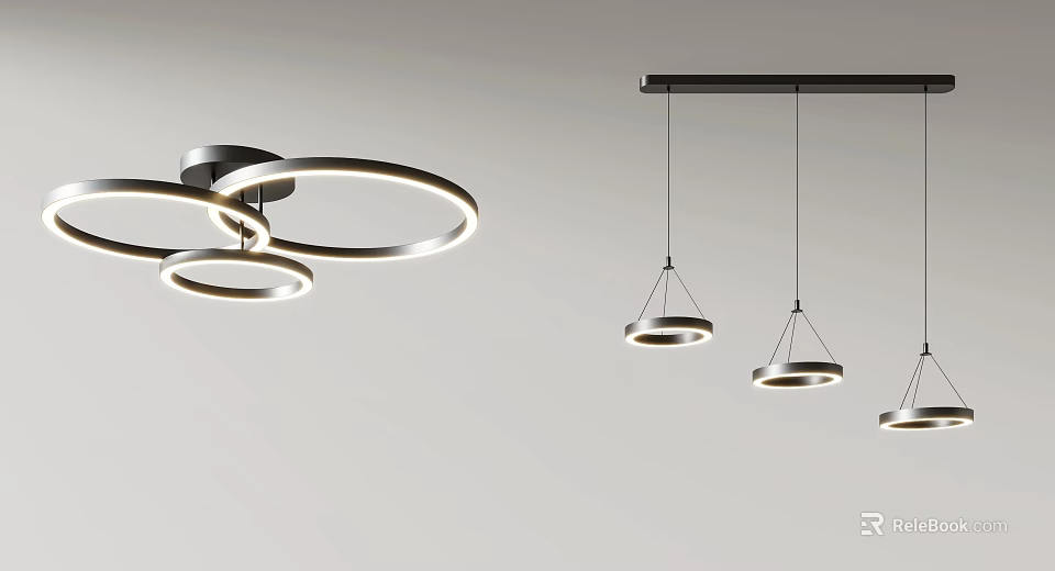 Modern Circular Ring Chandeliers With LED Lighting For Stylish Contemporary Interior 3d model