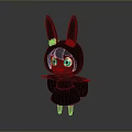 Animated Game Movie Character In Orange Hoodie With Rabbit Ears Blue Eyes And Red Dress