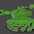 Green Military Tank 3D Model With Cannon Turret And Heavy Duty Tracks