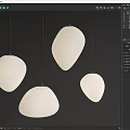 Modern Irregular Shaped White Pendant Lights Hanging On Dark Background 3d model