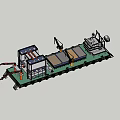 Floating Marine Construction Platform With Crane And Operational Equipment On Water