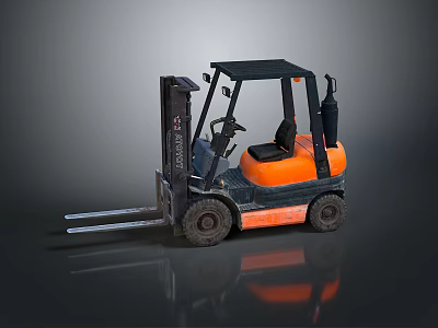 Industrial style Toyota forklift forklift internal combustion engine metal structure black body orange fuel tank tire industrial equipment vehicle side engineering vehicle 3d model