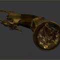 Ornate Ram Horn Shaped Decorative Furniture With Carved Details And Bronze Finish
