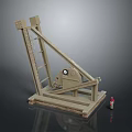 Wooden Catapult Mechanical Device With Gear System And Stable Base Stand